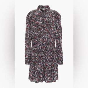 Veronica Beard Rory Floral Stretch-Silk Mini Shirt Dress Size 2